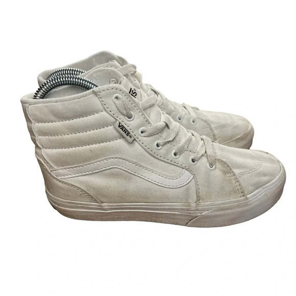 Vans Sk8-Hi Canvas Shoe True White - Youth Size 3.0 - Picture 8 of 10